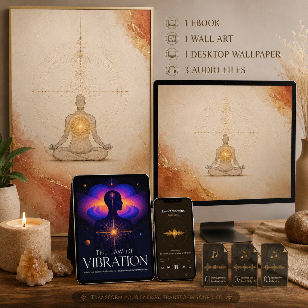 The Law of Vibration Bundle | Workbook + 3 Audio Lessons + Printable Wall Art + Desktop Wallpaper | Spiritual Growth & Conscious Living